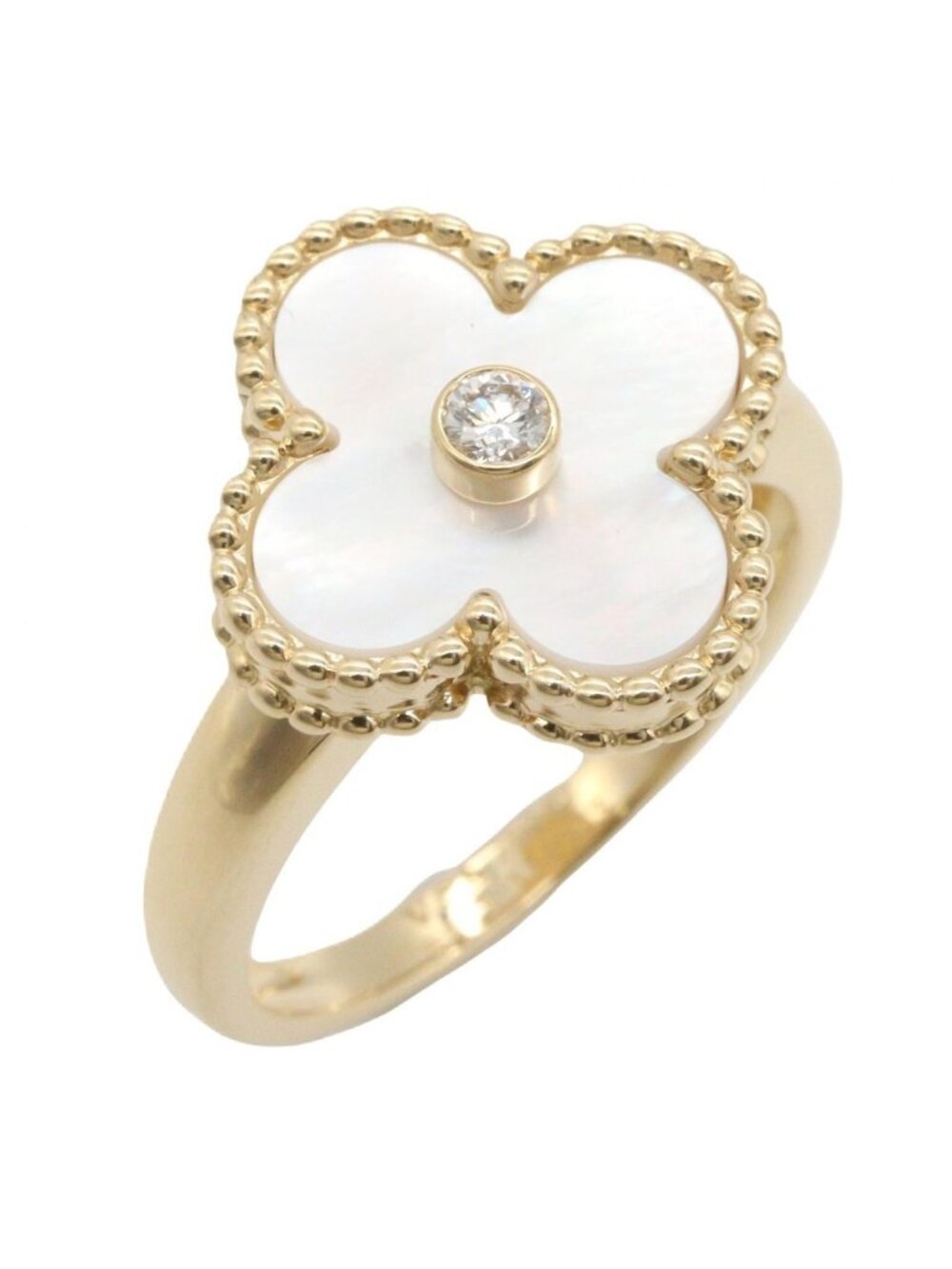 Van Cleef & Arpels Ring Vintage Alhambra Mother of Pearl 18k Diamond